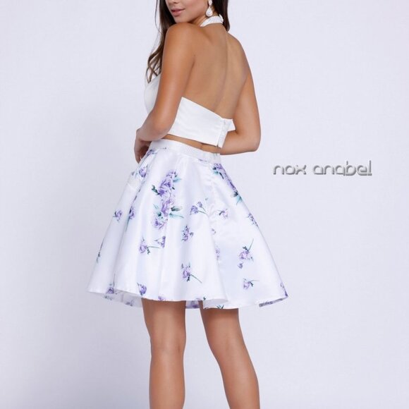 Two Piece Halter Neckline A-Line Dress NX6222 - Picture 2 of 5